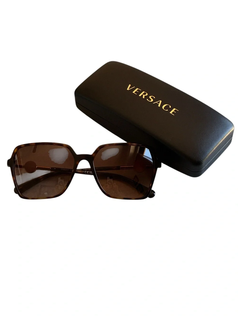 Versace VE4396 Havana Brown Gradient Oversized Square Sunglasses NWT